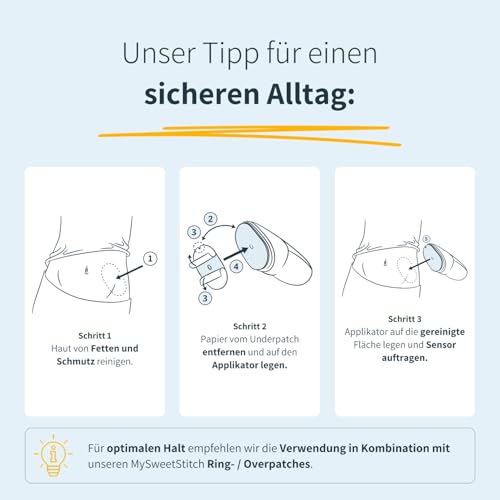 MySweetStitch - Dexcom G6 Underpatch 10x Hautschutzpflaster oval, maximaler Hautschutz unter dem Sensor, atmungsaktiv & hypoallergen, wasserfest bis 15+ Tage, Made in Germany, Black