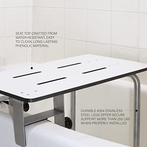 Seachrome 26.5” x 15” Ventura Dual Clamp Portable Shower Bench Tub Seat, 3” Riser, Adjustable Legs, ADA Compliant, Stainless Steel by Seachrome - Image 3