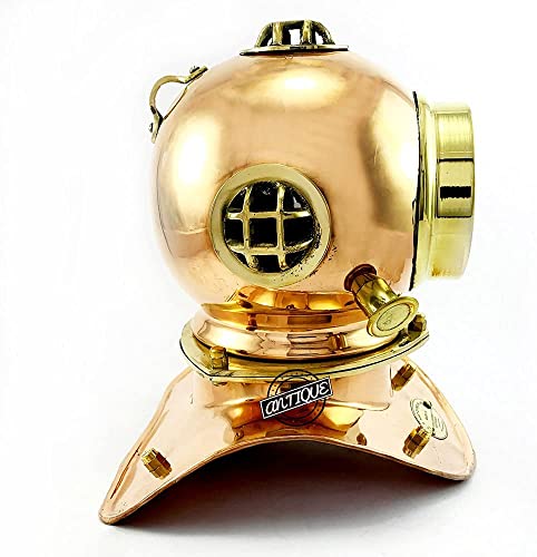 Antique Vibes Vintage Table Clock Brass Handmade Maritime Scuba Dive Helmet Nautical Shelf Boat Clocks Home Collectible Decor #TOP2