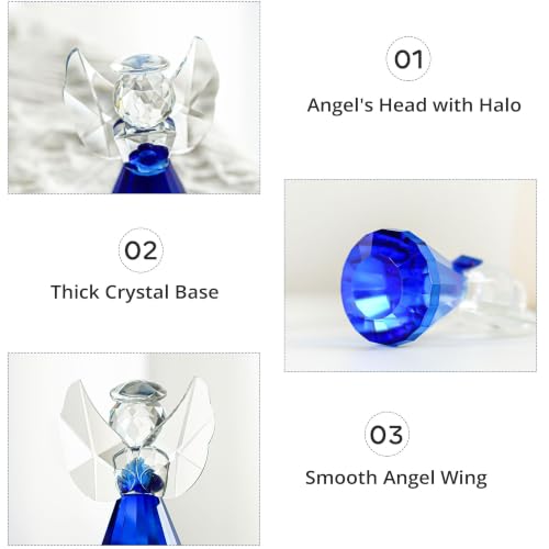 Image of 3.5'' Blue Crystal Guardian Angel Figurine,Glass Christmas Angel Ornaments