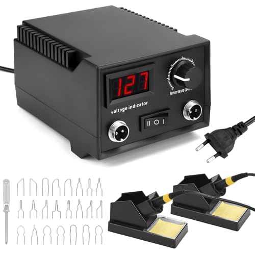QWORK® Pyrographie Maschine, Brandmalerei Maschine mit Digitalanzeige, Brandmalerei Set 60W, Holzbrenner Set mit 2 Holzbrennstift, Einstellbare Temperatur