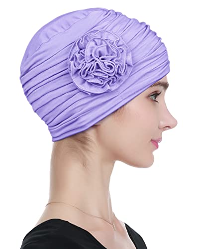 Bamboo Chemo Headwear For Women Lightweight For Winter Light Purple #TOP4