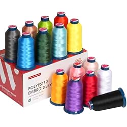 Poolin Embroidery Machine Thread Richword Selected 15 Colors with White and Black 40WT (108D/2) Polyester Thread Kit Each Cone 4000M (4374Y)