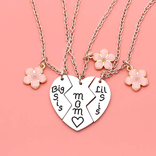 Maxforever 3Pcs Mother Daughter ,Mom Big / Lil Sis Pendant Necklaces Birthday Mother's Day Chirstmas Gifts3