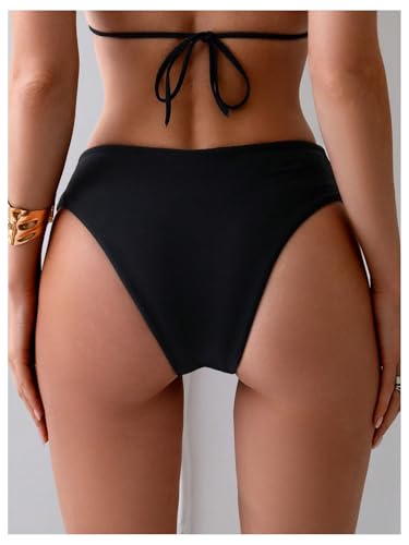 GORGLITTER Women's Ruched High Cut Bathing Suit Bottoms Cheeky Bikini Bottom Low Rise3