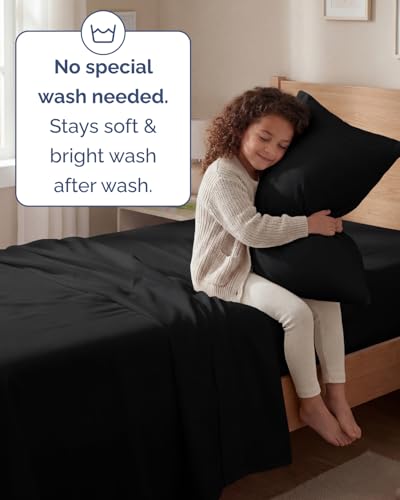 Twin Size 3 Piece Sheet Set - Comfy Breathable & Cooling Sheets - Hotel Luxury Bed Sheets for Women & Men - Deep Pockets, Easy-Fit, Extra Soft and Wrinkle Free Sheets - Black Oeko-Tex Bed Sheet Set — view 6