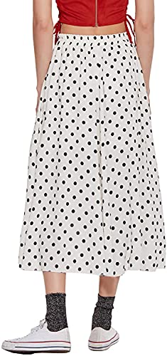 CHARTOU Women's Casual Contrast Polka Dot Chiffon Bohemia Swing Beach Midi A-Line Skirts4