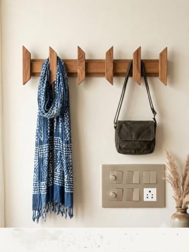 Image of Wooden Wall Mounted Coat Rack with Multiple Hooks, Decorative Wall Hanger for Clothes, Jackets, Bags, Scarves, Towels & Home Organization (Batman 6 Hook)