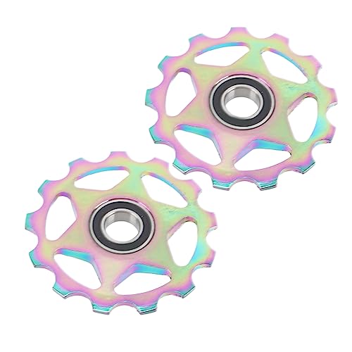 Jauarta 2Pcs Bike Derailleur Pulley Aluminium Alloy Rear Bearing Roller Wheel Component for Road Bike 13T