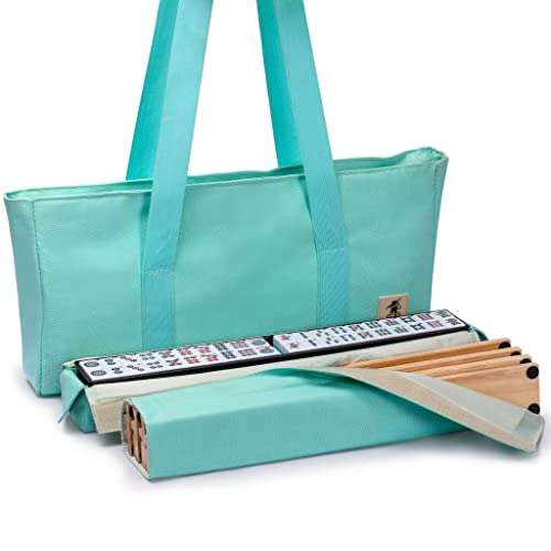 Yellow Mountain Imports American Mahjong Set, Pepper With Pepper Green Soft Case - 4 All-In-One Racks With Pushers, Wright Patterson Betting Coins, Dice, & Wind Indicator #TOP3