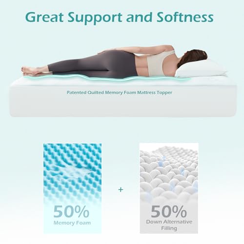 Hansleep Memory Foam Short Queen Mattress Topper, Rv Queen Camp Mattress Pad Cover With Deep Pocket thumb #2