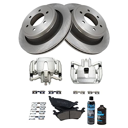 Image of TRQ Rear Brake Pad, Caliper, & Rotor Kit, with Chemical Kit Ceramic Compatible with 2012-2016 Ford F-150