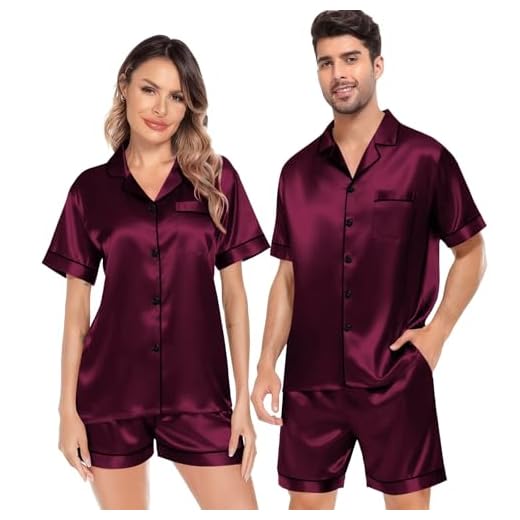 SWOMOG Men Satin Pajamas Sets Short Sleeve Button-Down Sleepwear Two-Piece PJs Sets Loungewear with Pockets