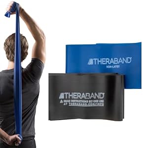 THERABAND Resistance Bands Set, Advanced Kit, Blue, Black, Non-Latex Elastic Bands for Exercise & Physical Therapy, Strength Training Bands for Upper & Lower Body Fitness