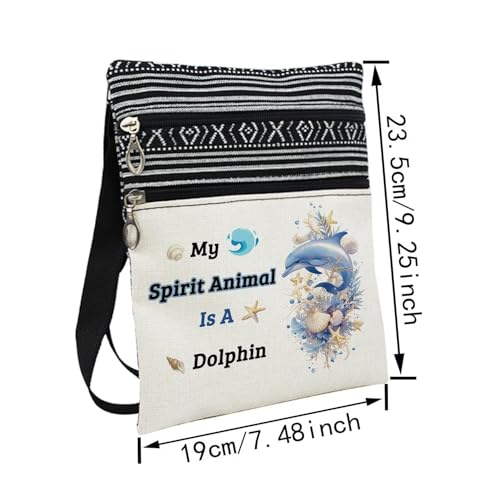 Spirit Animal Dolphin Messenger Bag Small Ethnic Pattern Printed Adjustable Strap Crossbody Zipper Bag Phone Bag Wallet Cute Shoulder Handbag for Dolphin Lovers Women Friends2