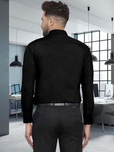 Image of Pinkmint Mens Long Sleeve Button Down Shirt for Men Collared Casual Formal Soild Shirt