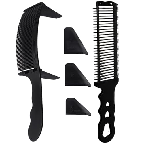 SOESFOUFU Barber Styling Tools Clipper Combs Curved and Flat Men's Hair Combs Plastic 1 Set