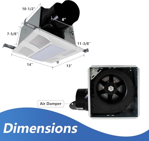 Awoco Bathroom Exhaust Fan with LED Light, 150 CFM, Ultra-Quiet 0.5 Sone, Ventilation Fan with duct size 6 Inch, Enery Star, ETL & HVI Certified Bathroom Ceiling Fan. by Awoco - Used condition - Image 2