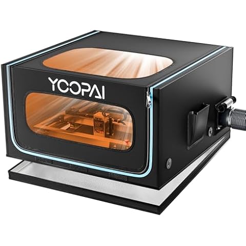 Laser Engraver Enclosure with Ventilation Kit and LED Light, Fully Enclosed Laser Engraving Machine Cover Tent, Isolates Smoke and Odor, Dustproof, Fireproof, Enlarge Size For Most Laser Cutter Cover