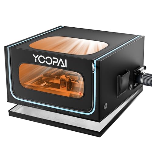 Laser Engraver Enclosure with Ventilation Kit and LED Light, Fully Enclosed Laser Engraving Machine Cover Tent, Isolates Smoke and Odor, Dustproof, Fireproof, Enlarge Size For Most Laser Cut