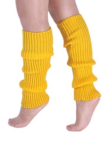 Milumia Womens 1 Pair Ribbed Knit Leg Warmers 80s Boot Long Socks Yellow One Size
