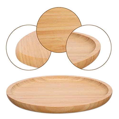 Lanseyqo 2 Pcs Bamboo Plant Saucer，Round Pebble Trays For Indoor Plants Bamboo Pot Tray Saucers Indoors Suitable For 6 7 8 Inch，Plants Dishes Large Saucer Bamboo For Indoors(20Cm) #TOP2