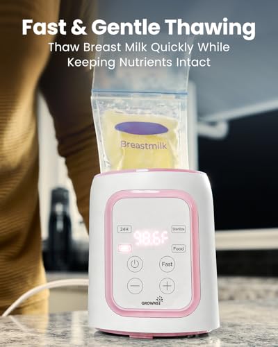 Image of Grownsy Bottle Warmer, Fast Baby Bottle Warmer for All Bottles, Milk Warmer for Breastmilk or Formula, Smart Temperature Control and Automatic Shut-Off- Pink