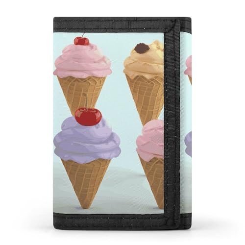 LPSBVNM Ice Cream Cones Trifold Wallet Casual Travel Wallet Fashion Credit Card Holder Minimalist Front Pocket for Men Women