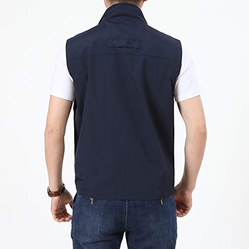 Quick Dry Outdoor Vest For Men Casual Travel Lightweight Vest Cargo Utility Vest With Inside Pockets Blue 2X-Large/Tag #TOP1
