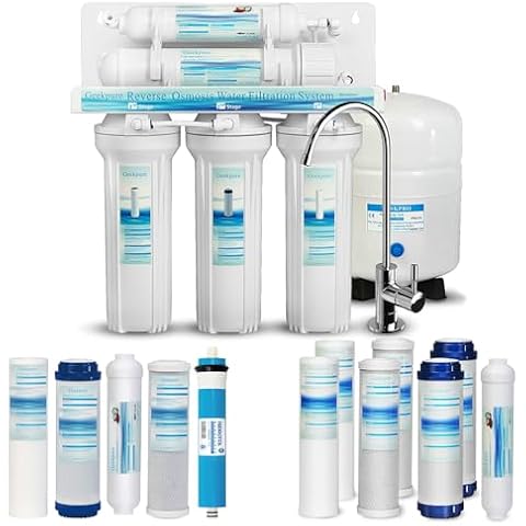 Geekpure 5-Stage Reverse Osmosis RO Drinking Water Filter System with Extra 7 Filters-75 GPD Cover