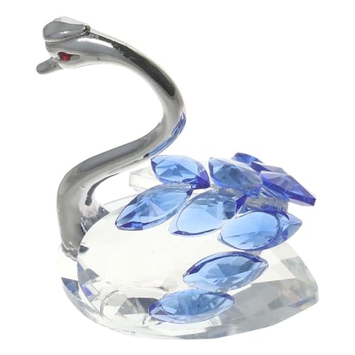 Statues de cygne en cristal figurines animaux verre bleu table - 6