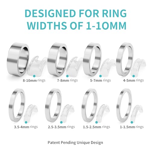 Ring Sizers for Loose Rings, 16 Pcs with Ring Sizer Adjuster Measuring Tool, Invisible Guards for Women and Men, Spacers & Tighteners, Resizer Reduces by 0.5-1.5mm - Thumbnail 4