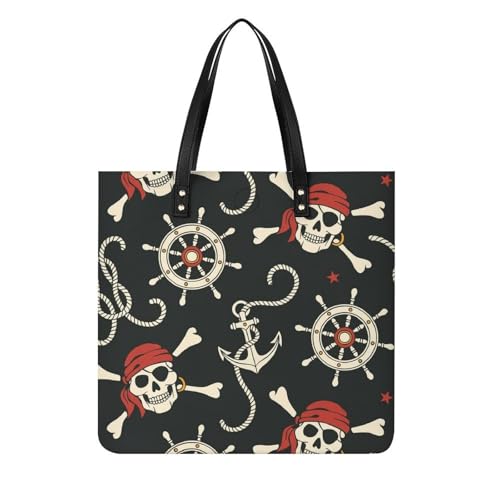 Sac bandoulière crâne pirate : grand tote bag de voyage résistant