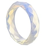 krappenfassung ring Geringe Abweichungen von der Abbildung sind möglich, weil jeder Stein ein Unikat ist. | Breite: ca. 6mm | Material: Opalit-Mondstein (synthetisch hergestellt) | Farbe: milchweiß mit blauem Schimmer