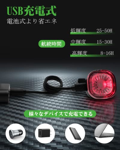 LAOPAO 自転車 テールライト 【自動点灯+スマートブレーキ警