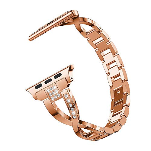 Pulseira Luxury X compatível com Apple Watch 41mm 40mm 38mm - Marca LTIMPORTS (Rose Gold)