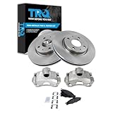 TRQ Front Semi Metallic Brake Pad and Rotor Set Includes Calipers Compatible with 2008-2011 Ford Focus
