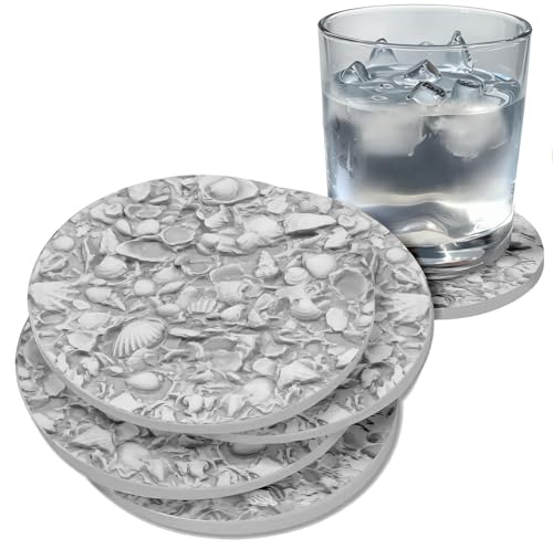 Tiny Shells Absorbent Drink Coasters - set of 4 - Made in USA