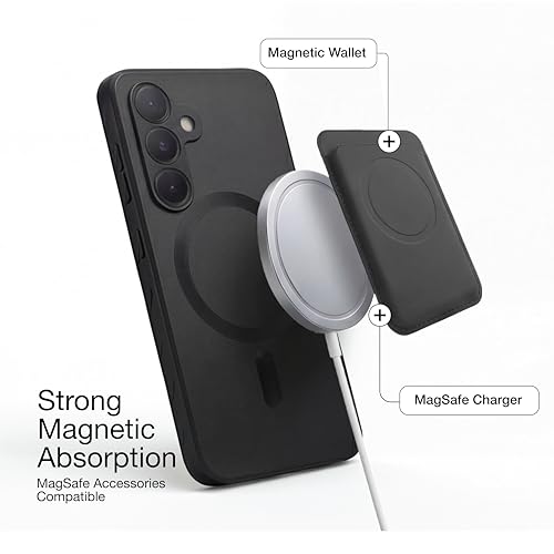 Image of amazon basics Premium Mag-Safe Case for Samsung Galaxy A17 5G | Shockproof & Anti-Scratch Cover | Soft Silicone with Wireless Charging | Camera Lens Guard - Black
