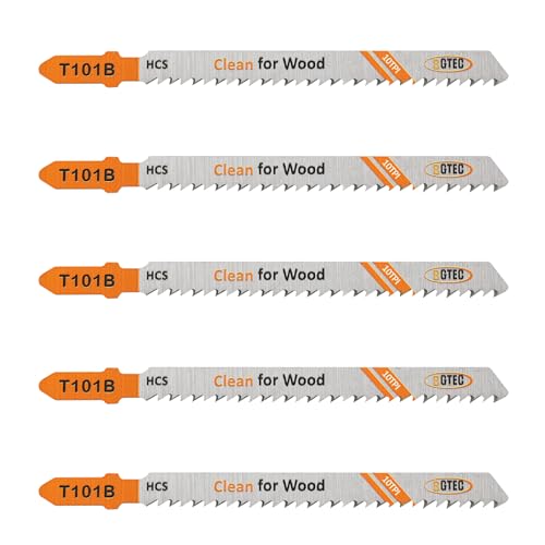 5PCS T Shank Jigsaw Blades Set - BGTEC HCS(SK5) Jig Saw Blades for Wood, Plastic Cutting(T101B)