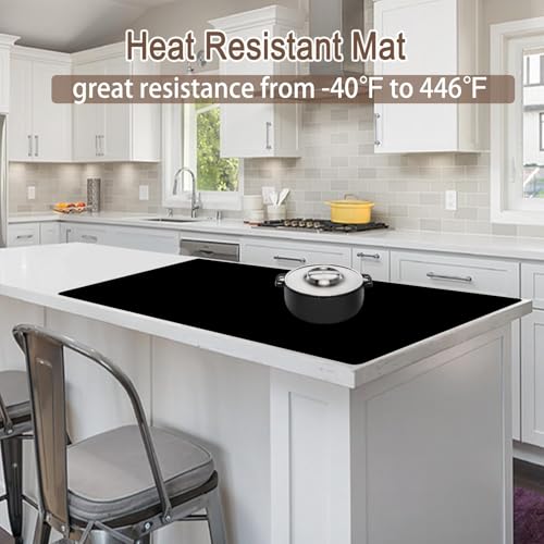 Image of 47.3''x23.6''(120cmx60cm) Extra Large Silicone Mat for Kitchen Counter, 1.5MM Thick Non-Slip Heat Resistant Countertop Protector, Waterproof Durable Kitchen Mat for Countertops, Translucent Black