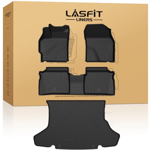 Image of LASFIT Floor Mats & Cargo Mat for Toyota Prius 2010-2015, All Weather TPE Custom Fit Easy Clean Durable No-Curling Floor Liners for Prius 2010 2011 2012 2013 2014 2015 Car Mats & Trunk Mat