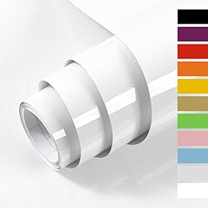 Hode Sticky Back Plastic Self Adhesive Wallpaper Vinyl Wrap Film Roll Furniture Sticker for Walls Doors White Glitter…