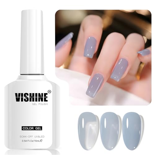Vishine Sheer Blueberry Gel Nail Polish,16ml Soak Off Jelly Gel