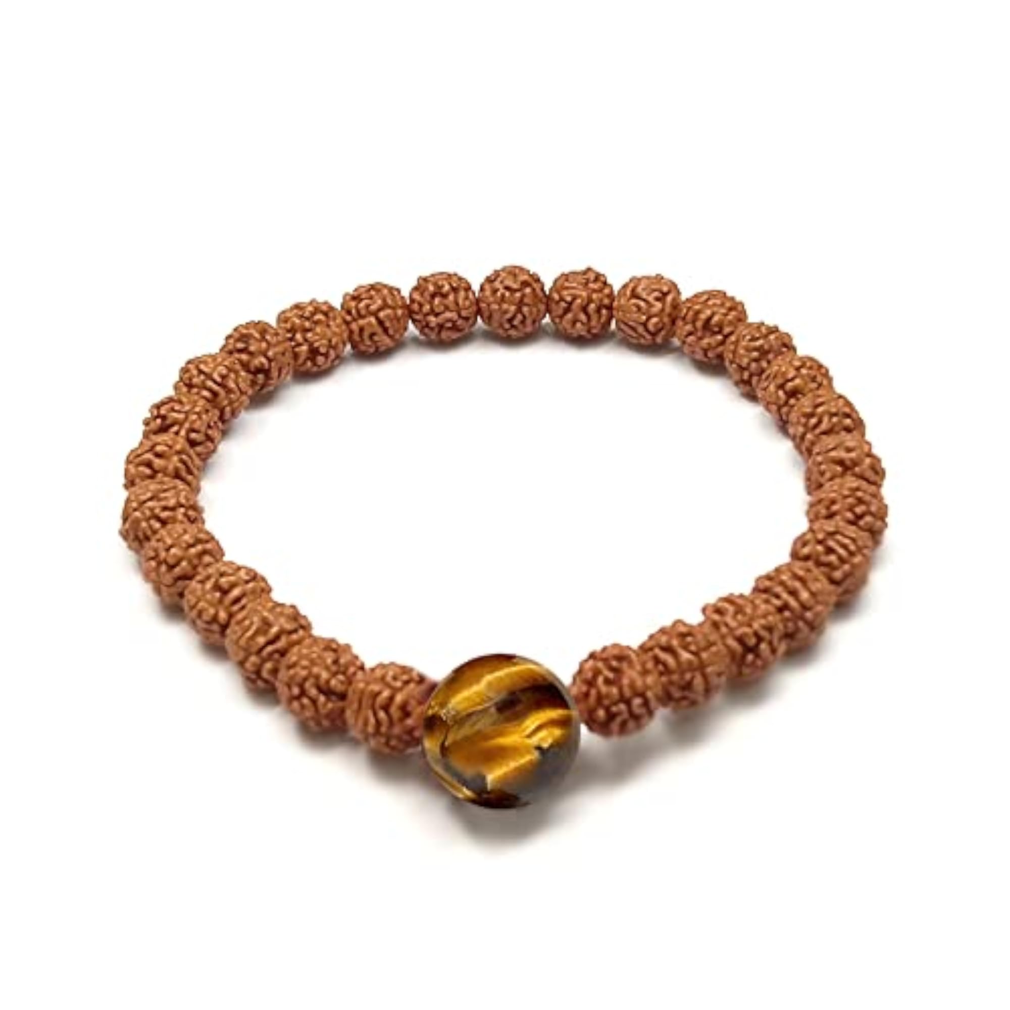 Lab Certified Original Panchmukhi Rudraksha Bracelet with Tiger Eye