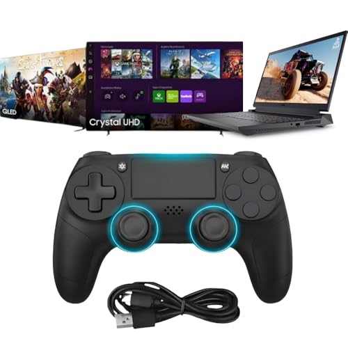 Controle Sem Fio Bluetooth Compatível com PS4, PC, Notbook e Smart TV – Joystick Gamer Ergonômico, Vibração, Sensibilidade Ajustável, Botões de Alta Precisão, Perfeito para Jogos FPS, Esportes, Aventura, Game Pass e Geforce Now