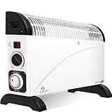 Stufenloser Thermostatregler: Die Wärmeabgabe kann bequem über den stufenlosen Thermostatregler vorgewählt werden, um den Raum konstant auf der gewünschten Temperatur zu halten.