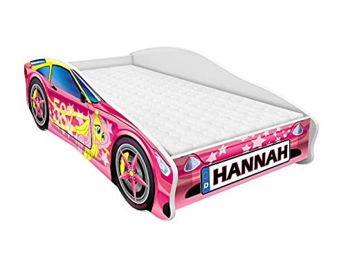 ACMA Autobett 160x80 cm mit Matratze und Lattenrost - Kinderbett Auto personalisiert mit Name, Modell 8, stabiles Jugendbett für Kinderzimmer, belastbar bis 120 kg