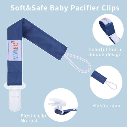 Image of ALVABABY Baby Pacifier Clips Paci Universal Holder Leash Pacifier Clip Binky Holder for Teether Soothie 8 Pack 8DP11A