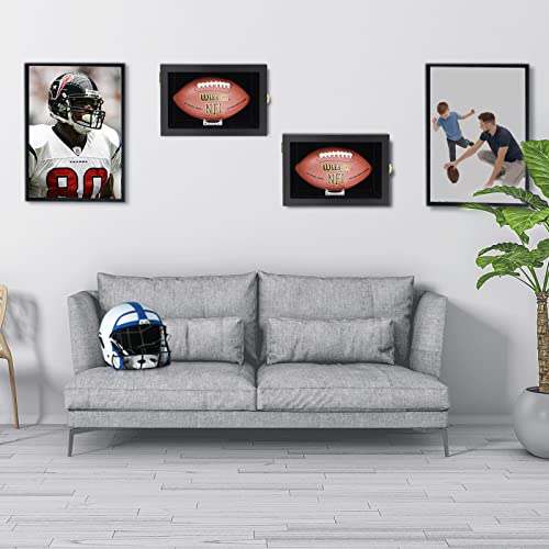 Medikaison Football Display Case Wall Mount Lockable Clear View Full Size Anti Fade Uv Protective Acrylic Door Wooden Signed Memorabilia Football Box Shelf Holder-Single Ball #TOP6